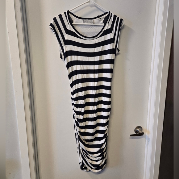 ALC Twisty T Midi Or Mini Ruched Striped Dress - Picture 3 of 9